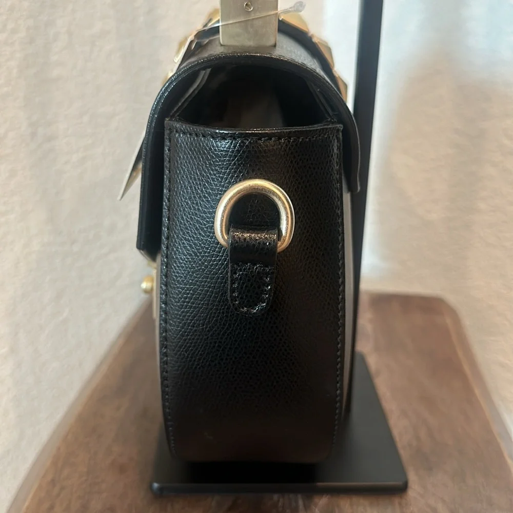Authentic!Valentino By Mario Valentino Black Arletty Rockstud Leather Saddle New - Picture 6 of 12